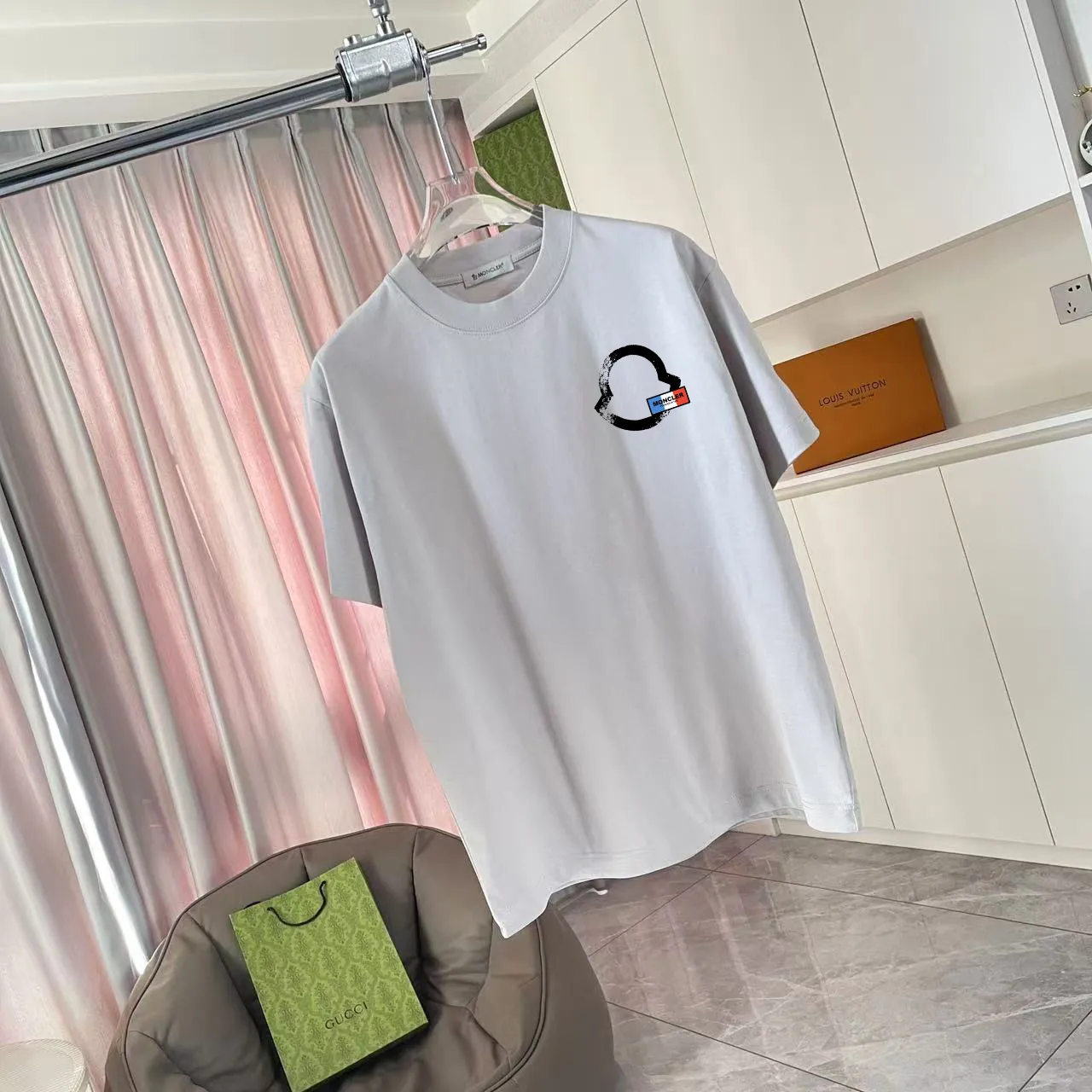 Moncle* 2025 New Arrival logo 300 t Same Style Size：S M L XL XXL ：Black White Pink Gray